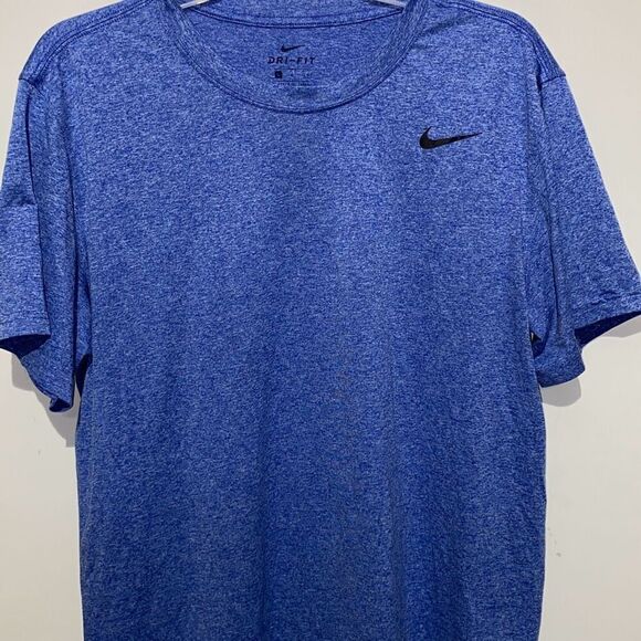 Nike Men's Blue Dri-Fit Heather Crew Neck Short Sleeve T-Shirt Size Large - Picture 1 of 7